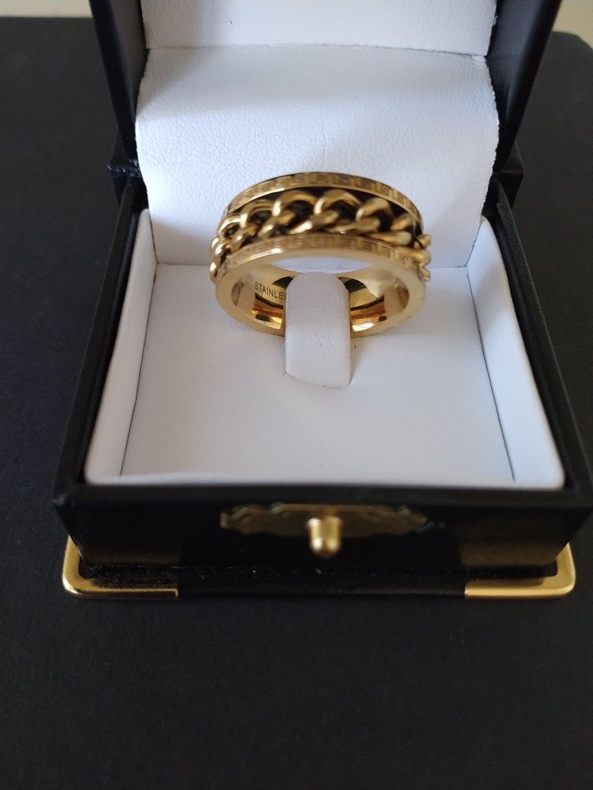 Gold 18k Plated Chain Spinner Ring