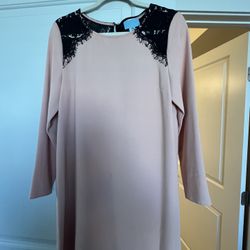 Cece Size 8 Pink And Black Lace Dress