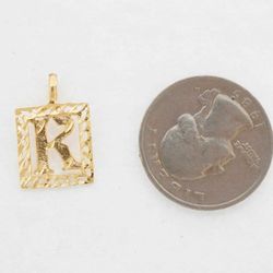 14K Yellow Gold Letter K Charm Pendant #23415