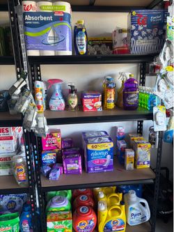 Detergent, deodorant, shampoo, dish soap, paper to￼
