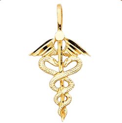 Symbol of medical service pendant 14K REAL YELLOW GOLD. Description⬇️