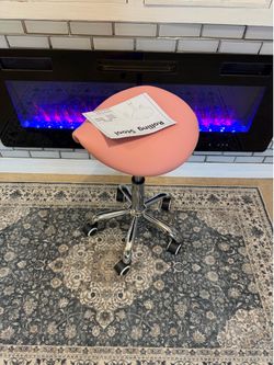 NEW**KKTONER Rolling Saddle Stool PU Leather Swivel Adjustable Rolling Stool w/Wheels