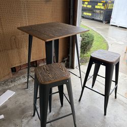 Industrial High-Top Bar Table & 2 Stools - MUST GO