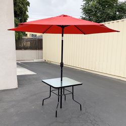 $75 (New) Patio 2pcs set (32x32” dining table with 10ft tilt umbrella) outdoor garden furniture 