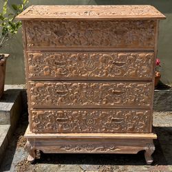 Hand-carved Wood Dresser  