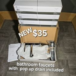 New Chrome Bathroom Faucets With Pop up Drain Included Only $35 Each