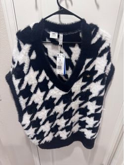 Adidas Originals Vichy Fuzzy Vest – Black/White – L – NWT