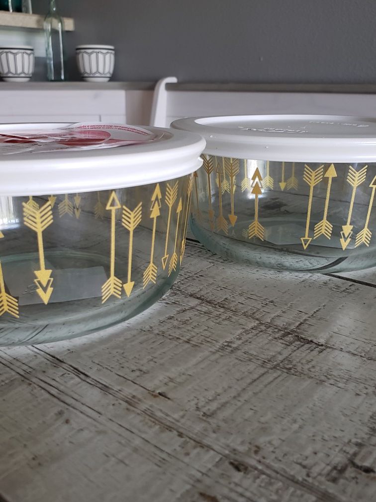 2 Pyrex Glass Containers for Food Storage