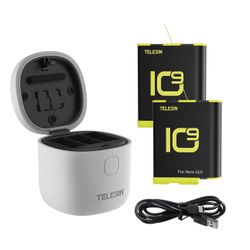 TELESIN Allin Box Battery Charger & Card Reader with 2 Batteries for GoPro HERO9/10/11/12