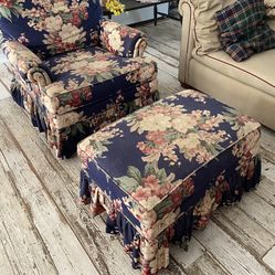 Ethan Allan Chair and Ottoman