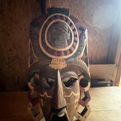 Wooden Hand carved Mayan mask 