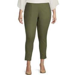 COLLEEN LOPEZ elastic waist pull on green ankle pants women size 1X