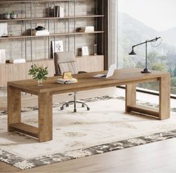 Tribesigns Two Person Desk, Extra Long 86.6 Inch Desk, Double Computer Writing Table, Large Wooden Desks, Home Office Workstation Double Computer Writ