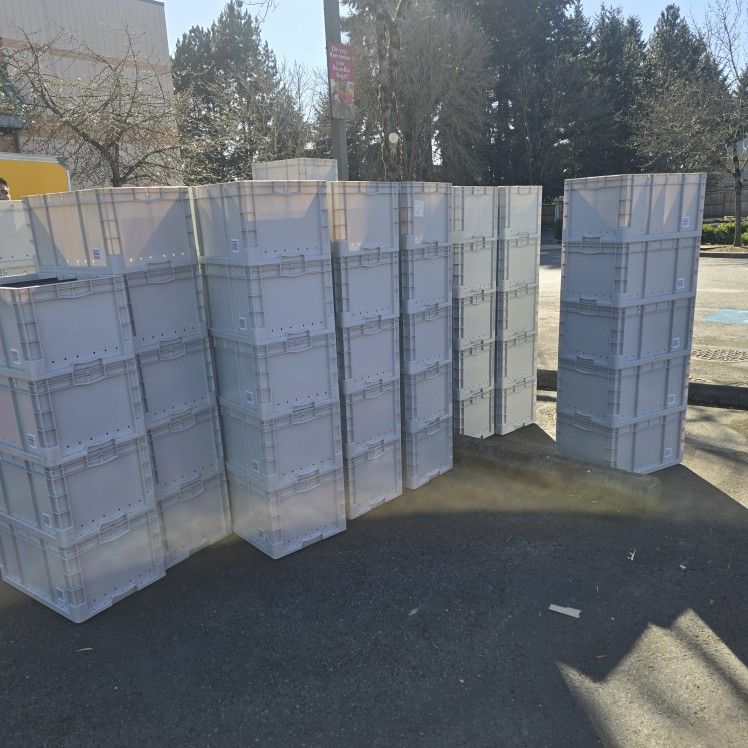 Monoflo Straight Wall Handled Storage Container Tote, 24 x 15 x 14.5", Gray