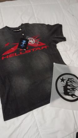 Hellstar Washed Black Red Graphic T-Shirt Flame Face Logo Tee Streetwear New With Tags Size Medium