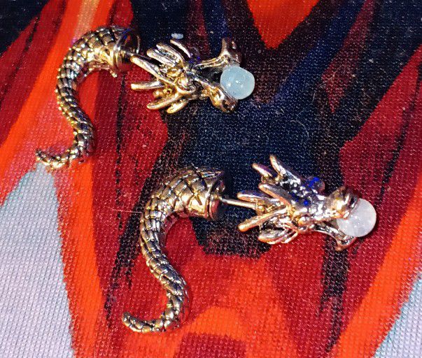 Double Sided 3D Chinese Dragon Earrings