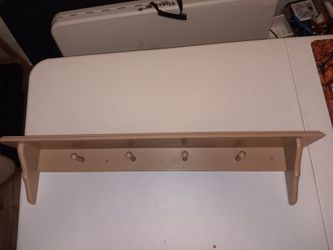 Wooden Wall Shelf with 4 Pegs