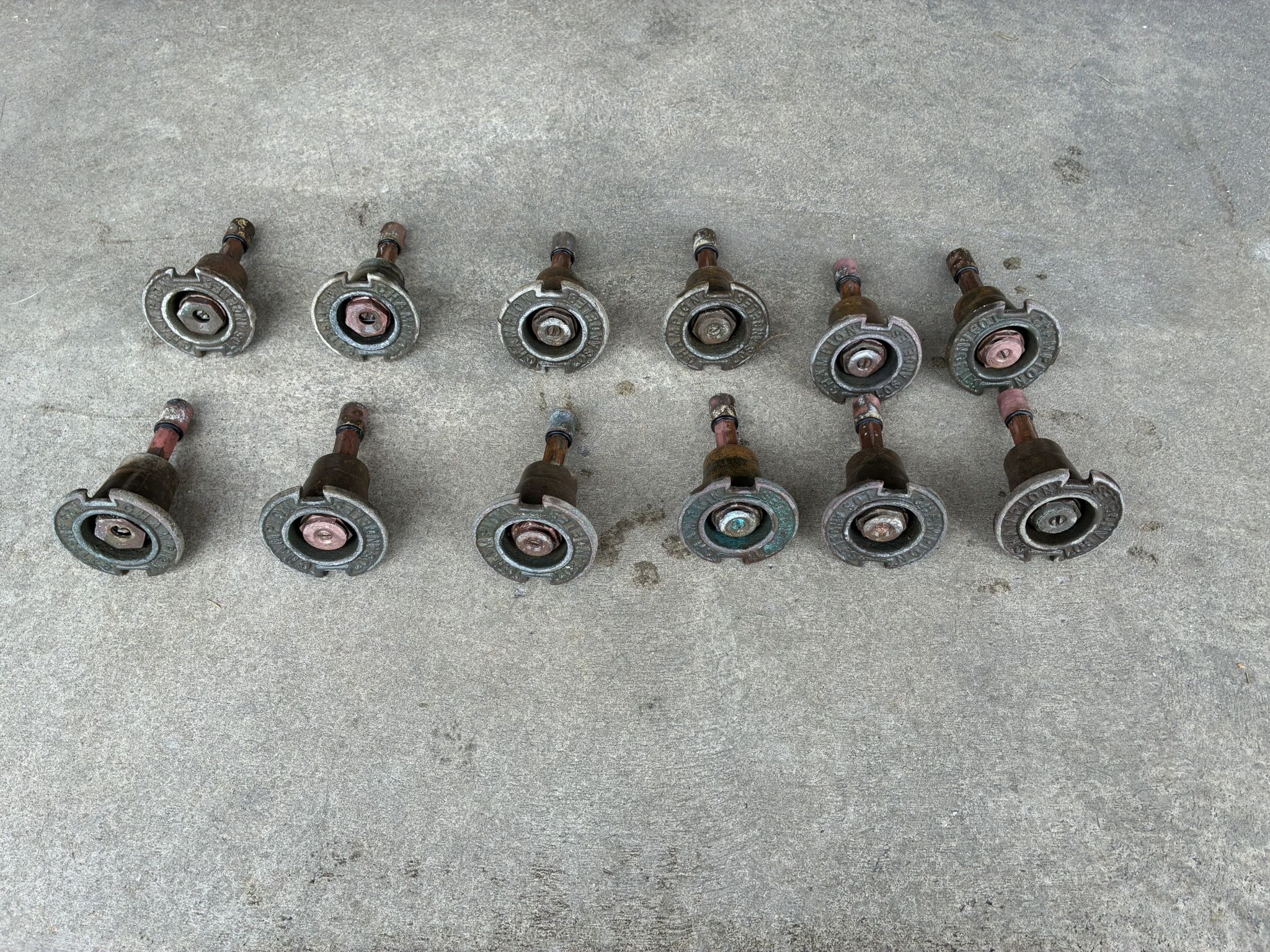 12 Vintage Champion Brass Pop Up Sprinklers