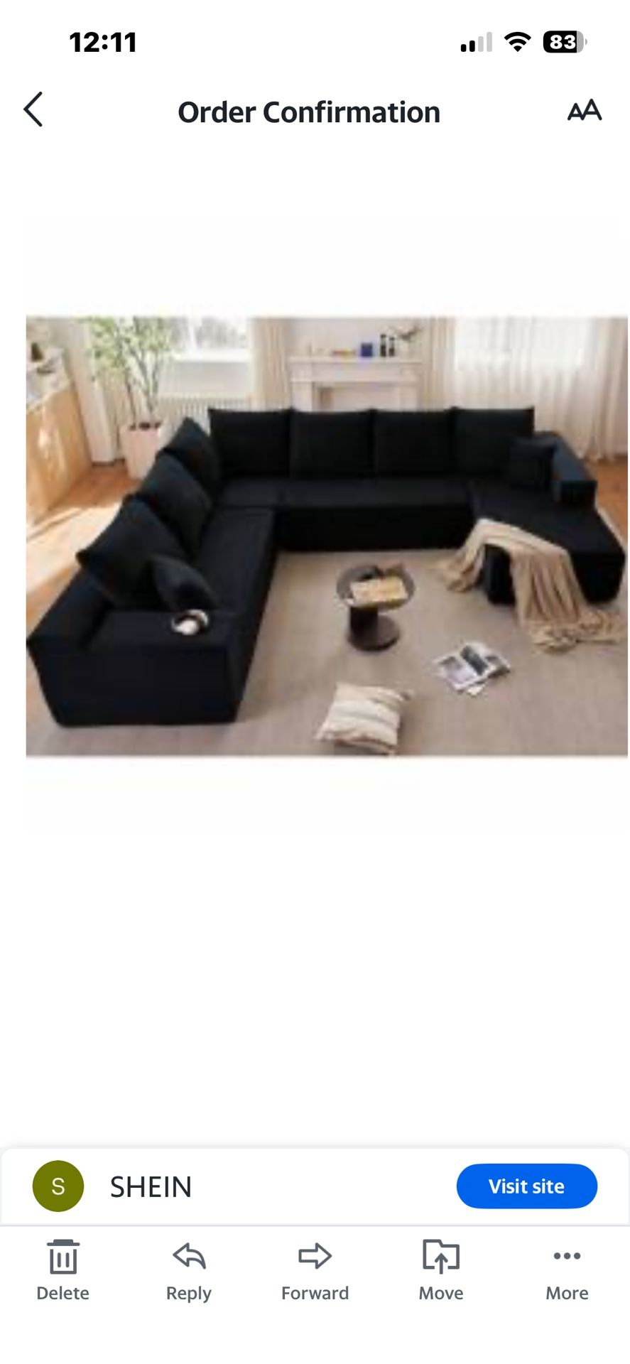 Black Corduroy Sectional Brand New