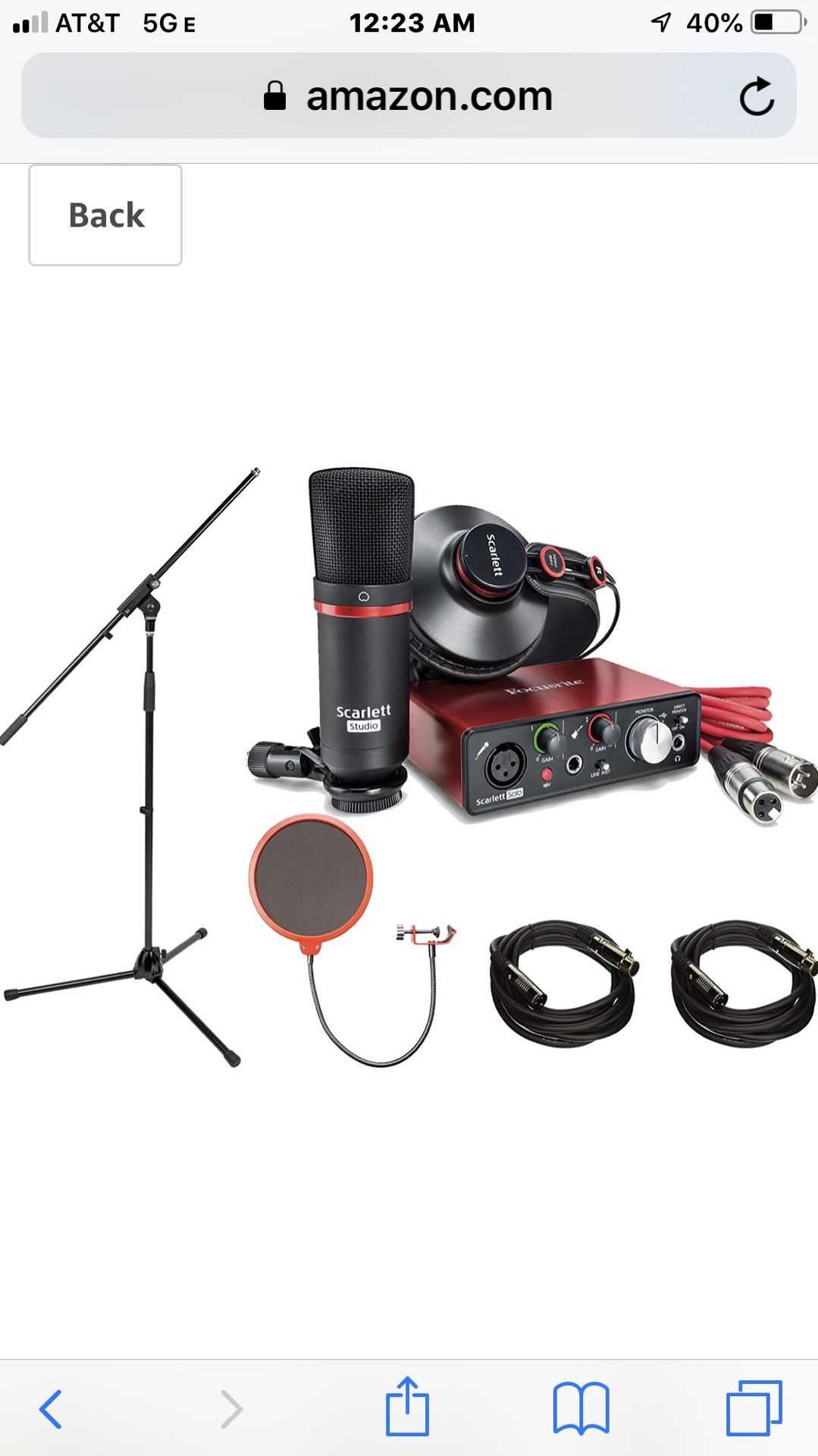 Focusrite Scarlett Solo Studio Pack 2nd Gen & Recording Bundle w/ Pro Tools, Includes, Universal Pop Filter Microphone Wind Screen,10 Premier Series