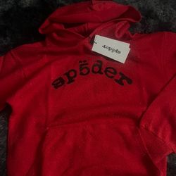 Red Spyder Hoodie With Rhinestones 