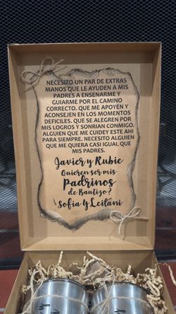 Custom Spanish Baptism Godparent Proposal Gift Box
