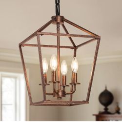 Dining Room, 4-Light Rustic Chandelier Fixtures, Vintage Ceiling Light