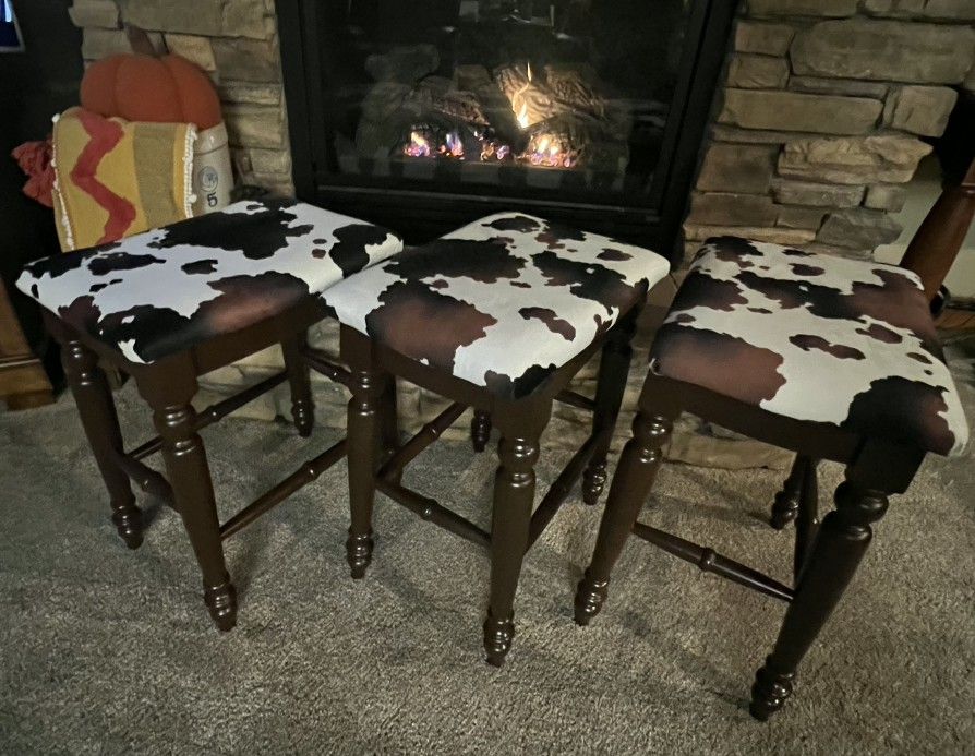 Cow Print Bar Stools Set Of 3