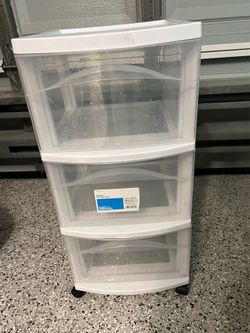 Plastic 3 drawer cart on wheels