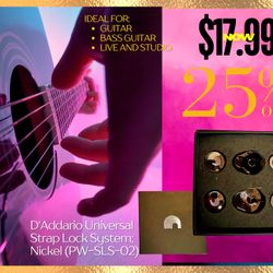 D’addario Universal Strap Lock System, Nickel.