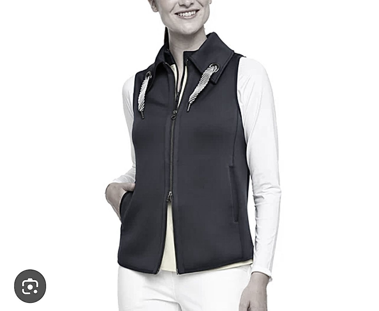 Belyn Key Women’s Onyx Grommet Full Zip Vest Black Sz XS