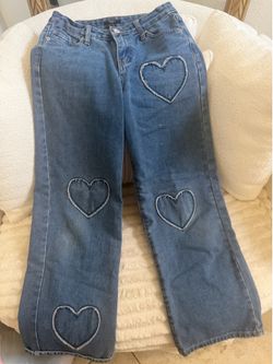 Heart Jeans girls 13/14, adjustable bands so fits 10/12