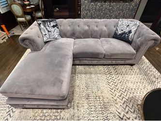 Grey Velvet Chesterfield Sofa