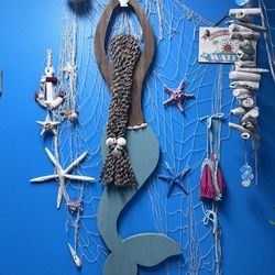 48 Inches Tall Mermaid Wood Art Fixture