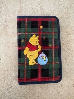 Vintage Disney Store Winnie the Pooh Address Book Organizer Fabric Plaid