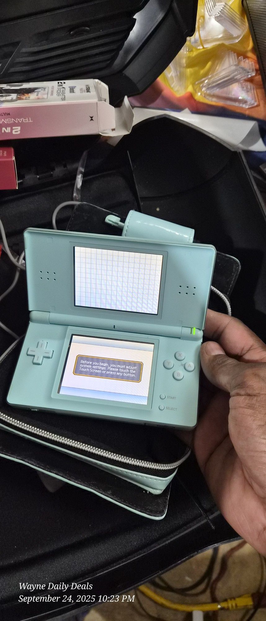 Nintendo DS Lite Ice Blue Handheld Console w/ Charger & Case – Tested