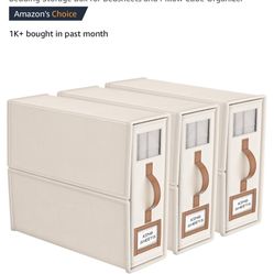 3-Pack Foldable Bed Sheets Set Organizers and Storage(King & Queen Size),Linen Fabric Closet Organizers with Window,Folding Bedding Storage Box for Be