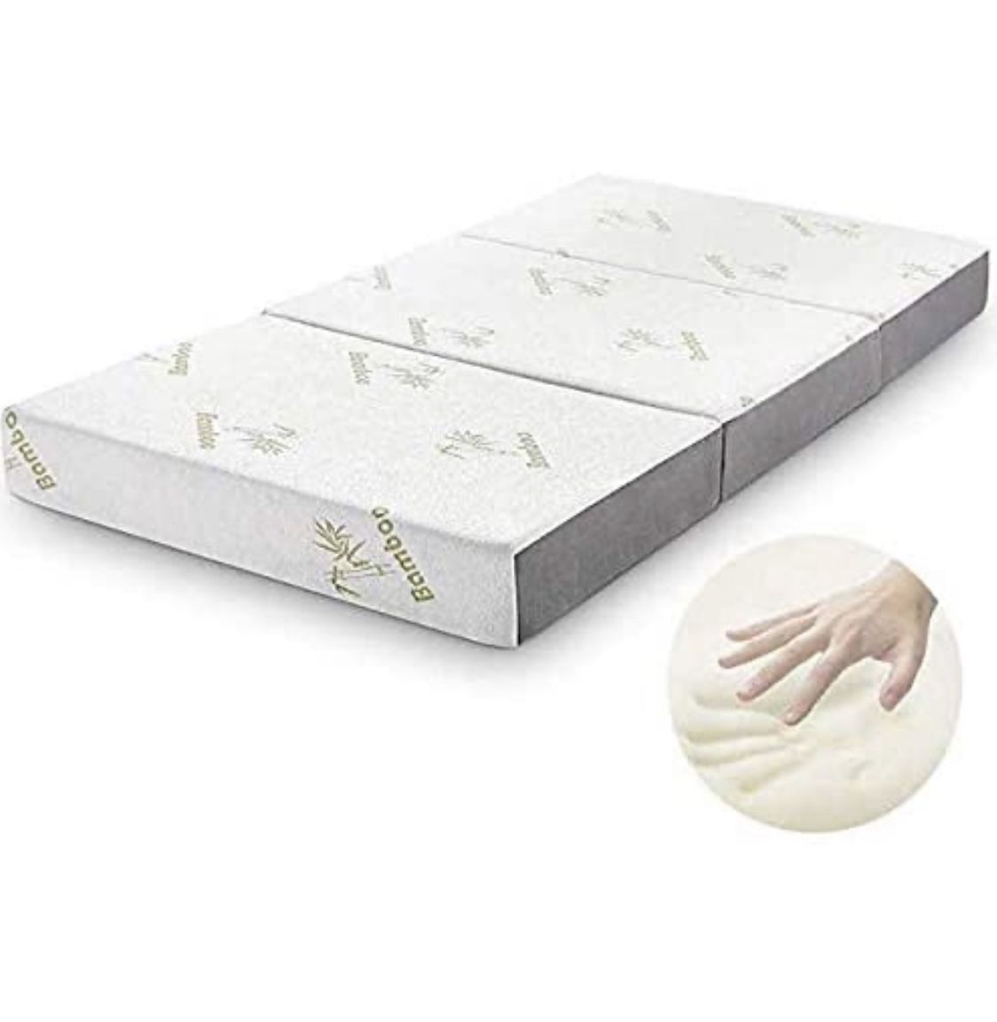 Inofia Memory Foam Tri-fold Mattress with Ultra Soft Removable Bamboo Cover Washable - Queen Size