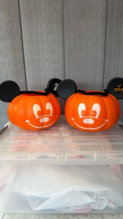 (2) Disney Mickey Mouse Light-up Halloween Bucket