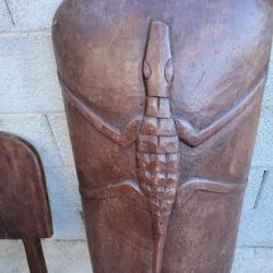 VINTAGE AFRICAN SENUFO FOLDING WOODEN STARGAZER CHAIR