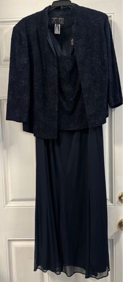 Alex Evenings Navy Glitter Two-Piece Formal Gown