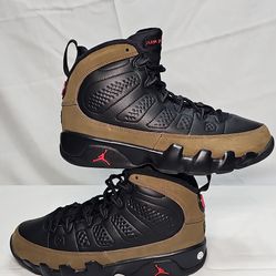 Jordan Air Jordan 9 Retro HV4574-030 Black Brown Red Leather Sneakers 5Y