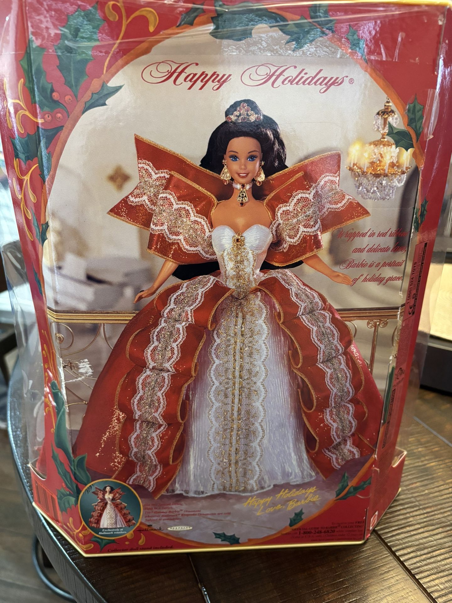 open lace back dress 1990 Happy Holidays Barbie, NRFB, (04098) Mint Box  Sell4Value