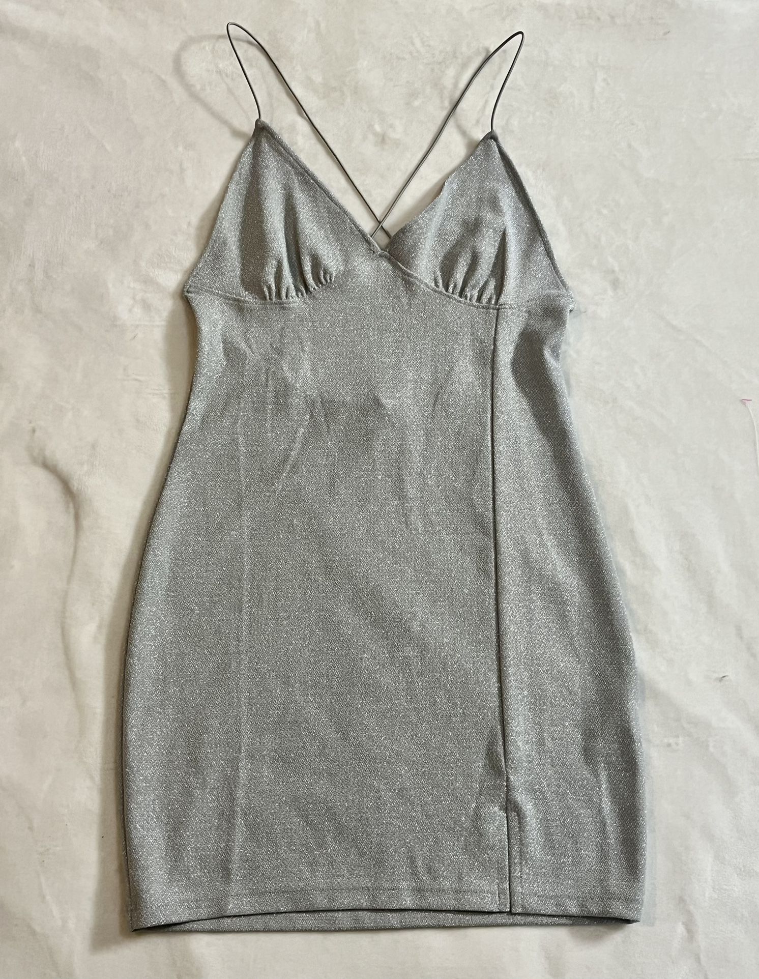 Sparkly Silver Mini Dress Womens Divided Sz Medium