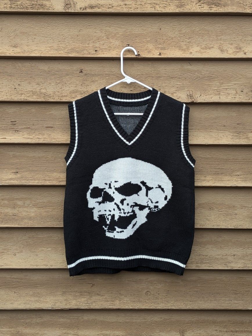 Y2K Women's Tennis Skull Sweater Vest