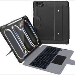 Nillkin Rugged Detachable Keyboard Case with Trackpad for iPad Pro 13" Military Grade Protection, 0-180° Stand, 1.4mm Key Travel, 7-Color Backlit,