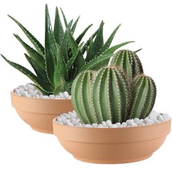 Terra Cotta Pots for Plants with Drainage Hole, 2 Pack Large Round Clay Flower Pots, 8.66" Clay Ceramic Pottery Planter Cactus Flower Pots