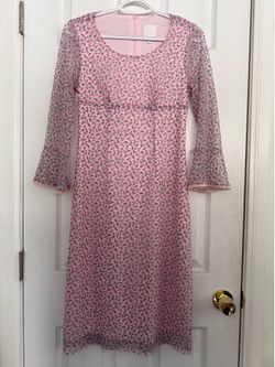 Anna Sui Vintage Pink Floral Mesh Midi Dress - Size 4