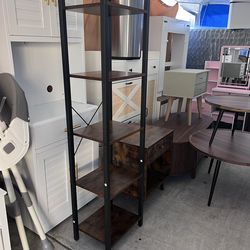 VEVOR Metal Shelving Unit, 6-Tier Industrial Bookshelf—Tall, Narrow, Rustic, Vintage, with Open Shelves