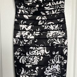 White House Black Market Black And White Floral Dress Sz 8